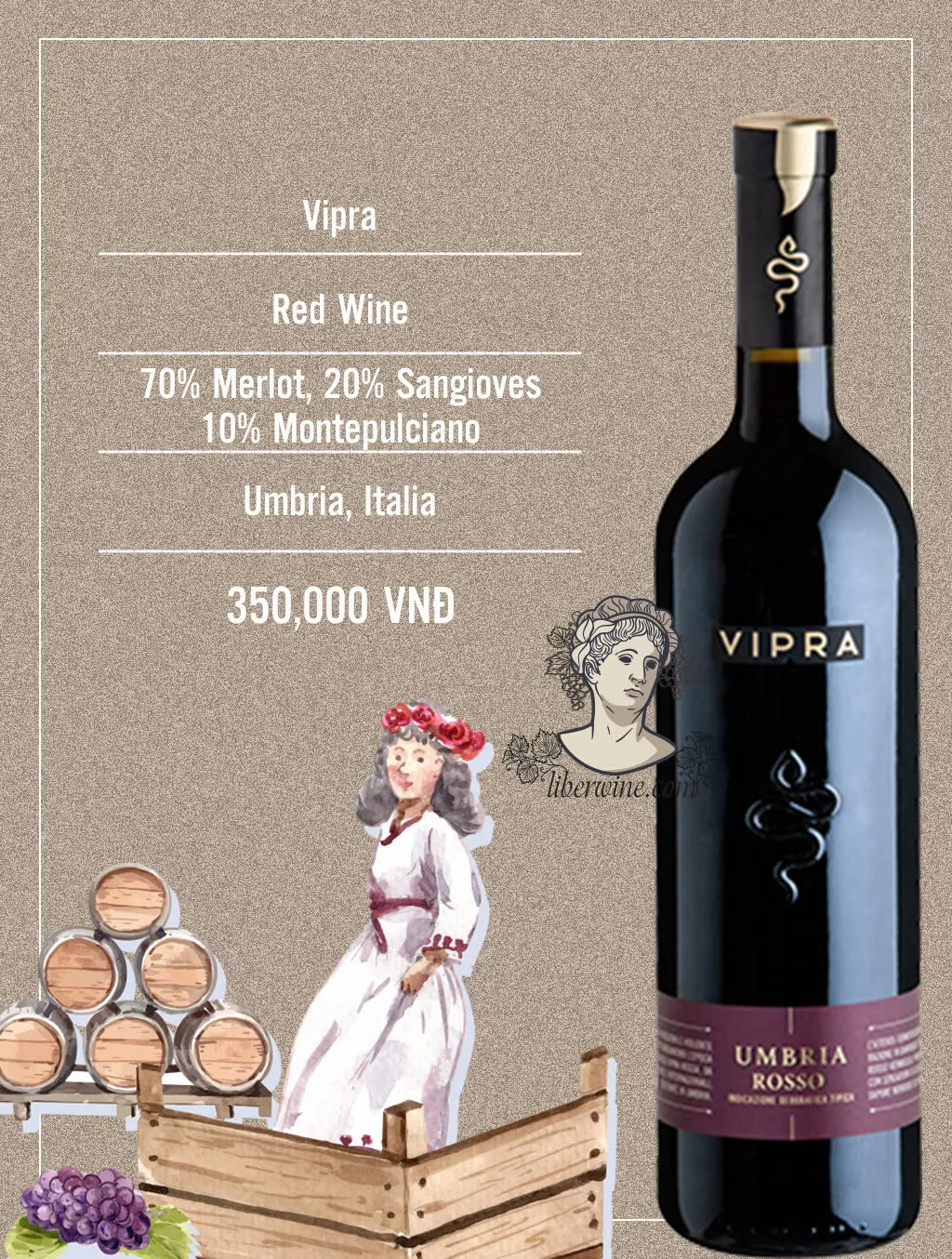 Vang đỏ Bigi VIPRA (6 chai/thùng)