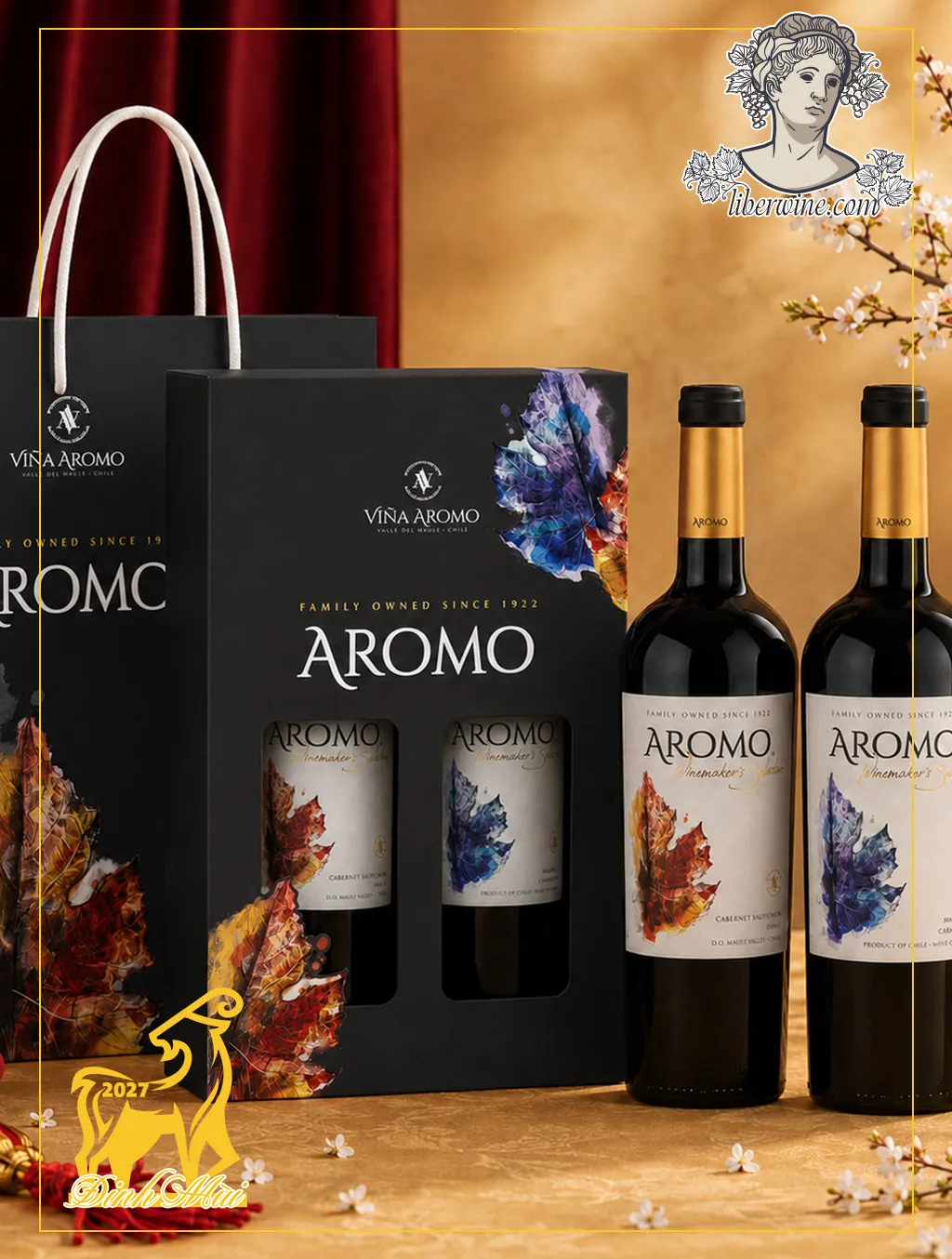 Quà tết Đinh Mùi 2027 – Rượu vang Chile Aromo